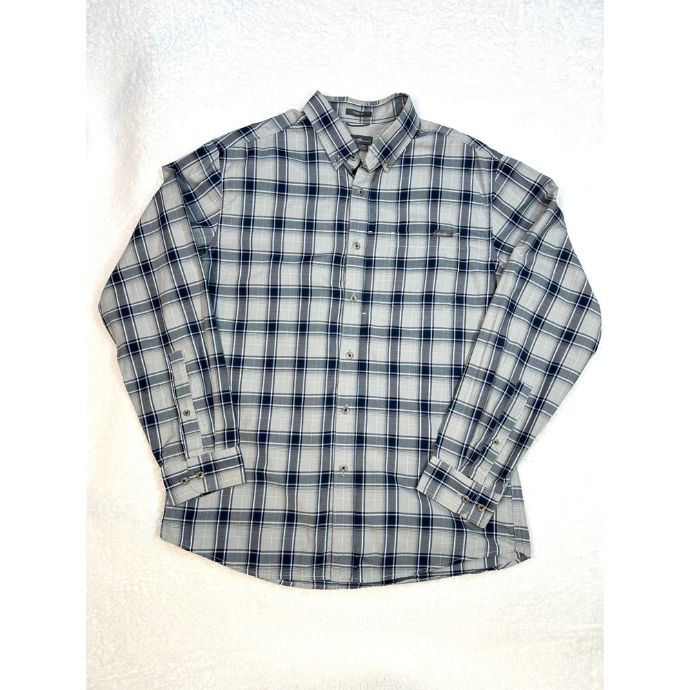 Eddie Bauer Shirt Travex M classic‎ blue plaid fishing outdoor gorpcore